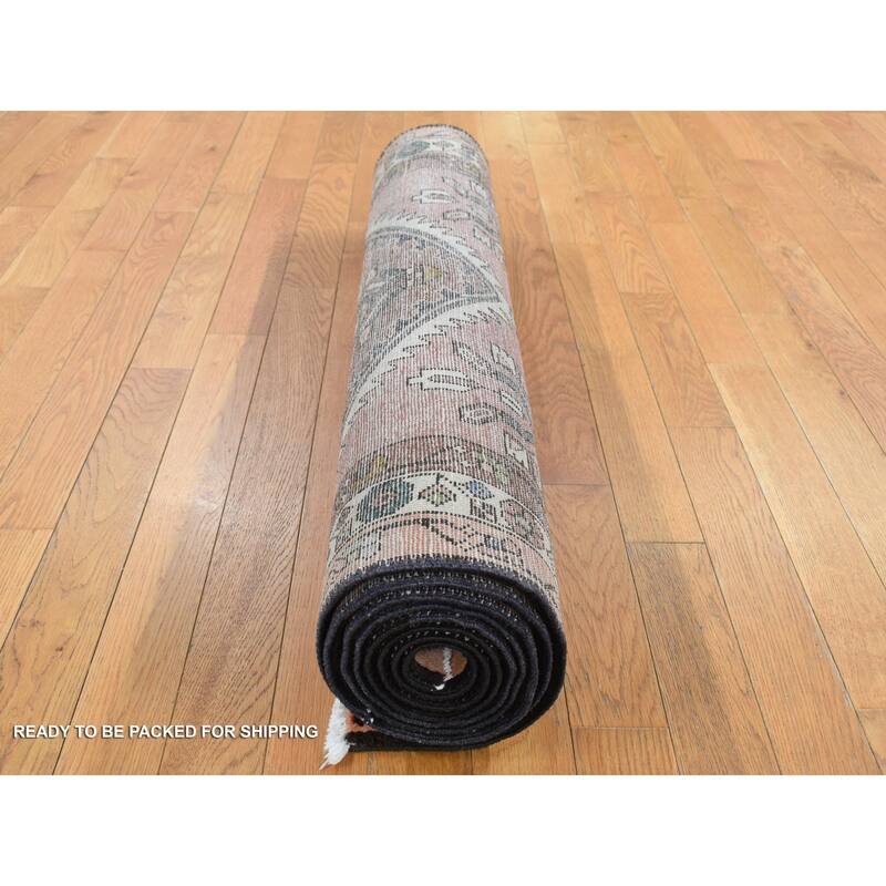 Shahbanu Rugs Redwood Red, Vintage Zoroastrian Meleyir, Pure Wool, Hand